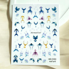 Mermaid Tail Nail Art Stickers for Holiday Nails