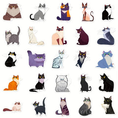 50pcs Cat Stickers for Bottles Laptop Phone Car Wall Decor