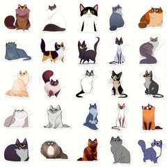 50pcs Cat Stickers for Bottles Laptop Phone Car Wall Decor