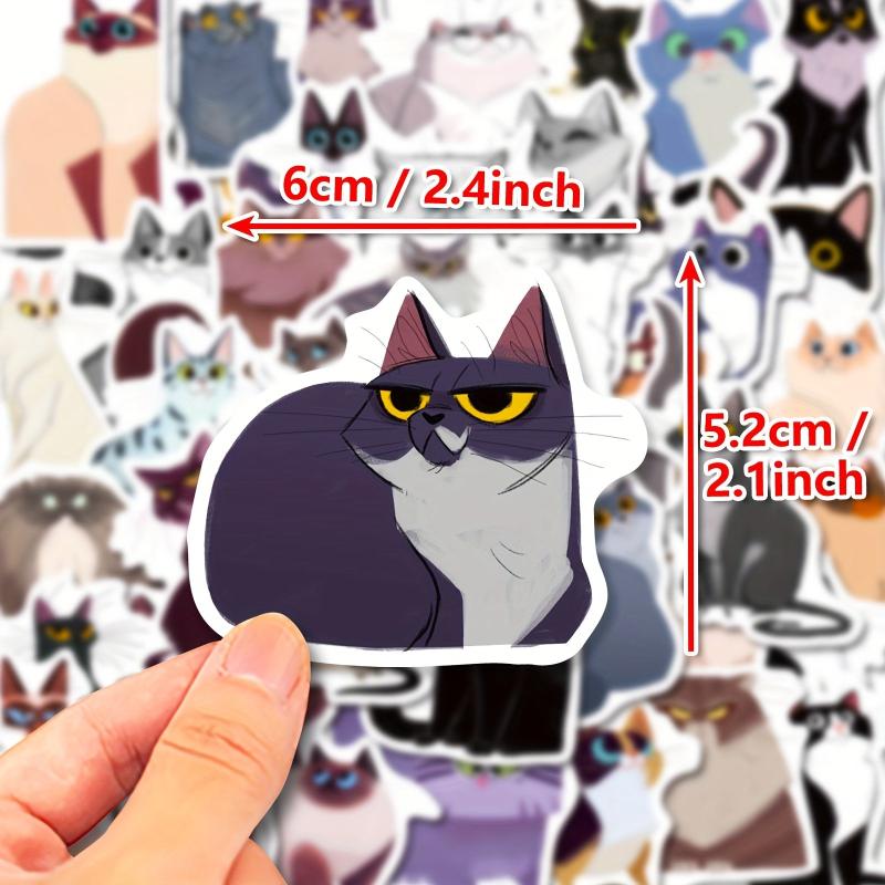 50pcs Cat Stickers for Bottles Laptop Phone Car Wall Decor