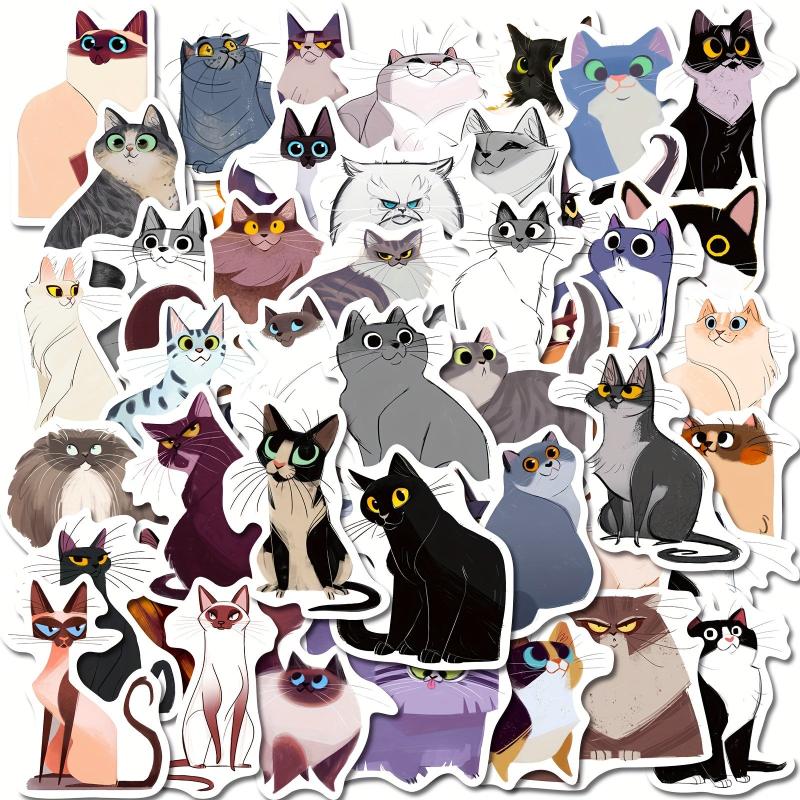 50pcs Cat Stickers for Bottles Laptop Phone Car Wall Decor