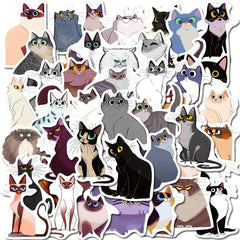 50pcs Cat Stickers for Bottles Laptop Phone Car Wall Decor