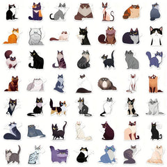 50pcs Cat Stickers for Bottles Laptop Phone Car Wall Decor