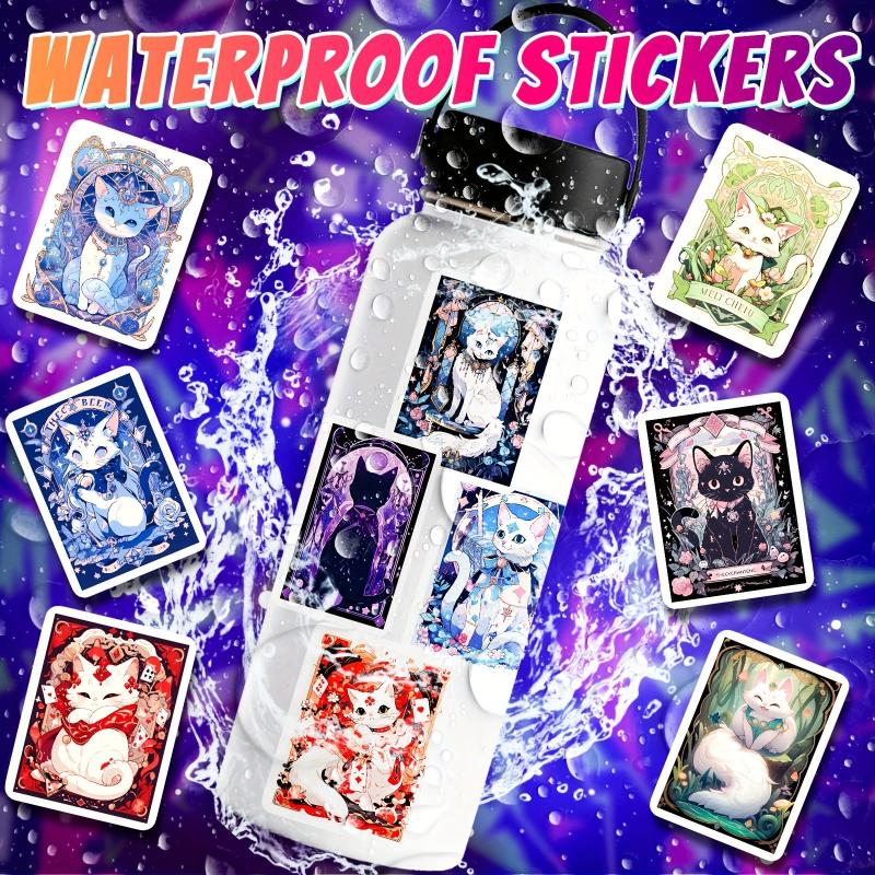 50 Cat Vinyl Waterproof Stickers for Water Bottles Laptop Skateboard