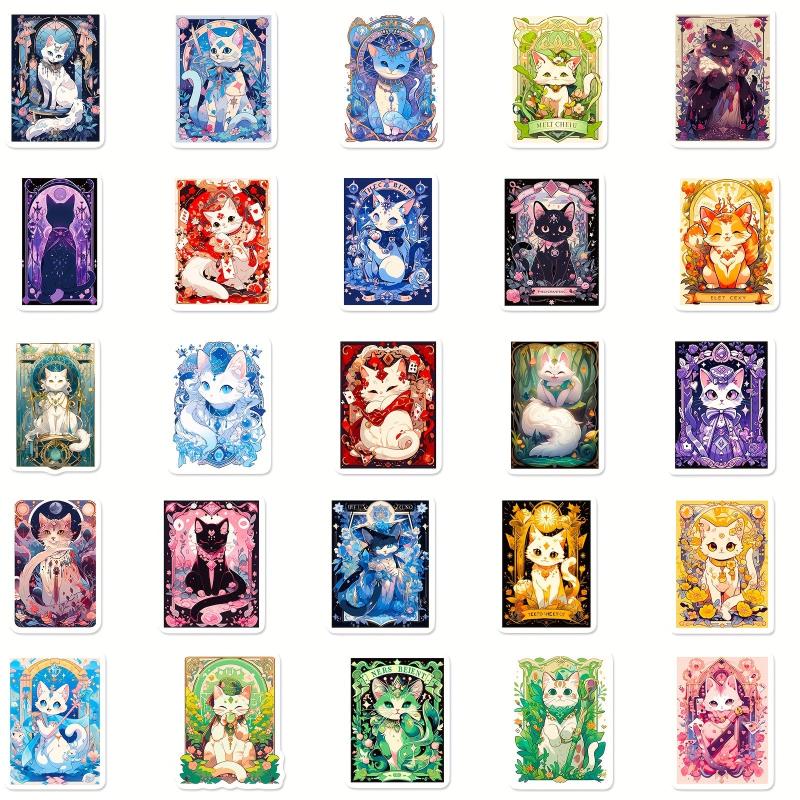 50 Cat Vinyl Waterproof Stickers for Water Bottles Laptop Skateboard