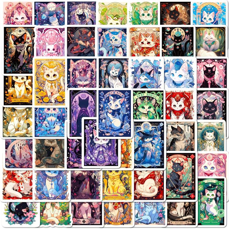 50 Cat Vinyl Waterproof Stickers for Water Bottles Laptop Skateboard