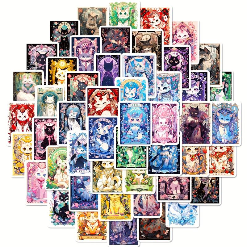 50 Cat Vinyl Waterproof Stickers for Water Bottles Laptop Skateboard