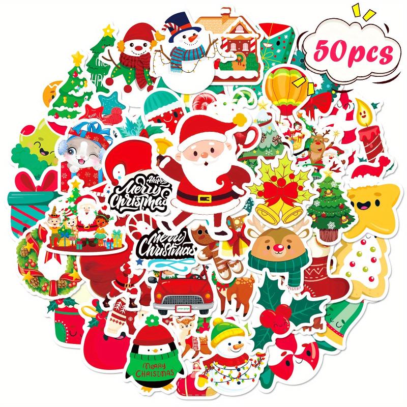 50pcs Funny Merry Xmas Vinyl Stickers for Water Bottles Laptop