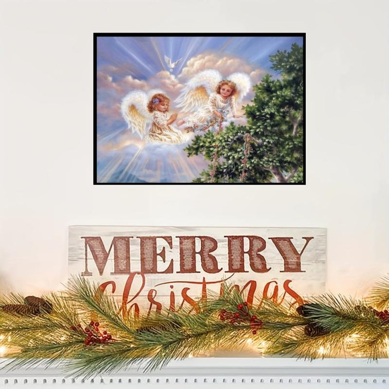 5D Round Full Drill Cartoon Angel Diamond Painting Kit 30x40cm