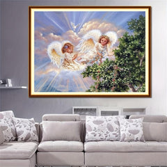 5D Round Full Drill Cartoon Angel Diamond Painting Kit 30x40cm