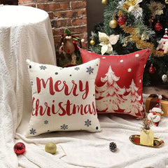 Red Christmas Pillow Covers Merry Christmas Tree Believe Snowflake Winter
