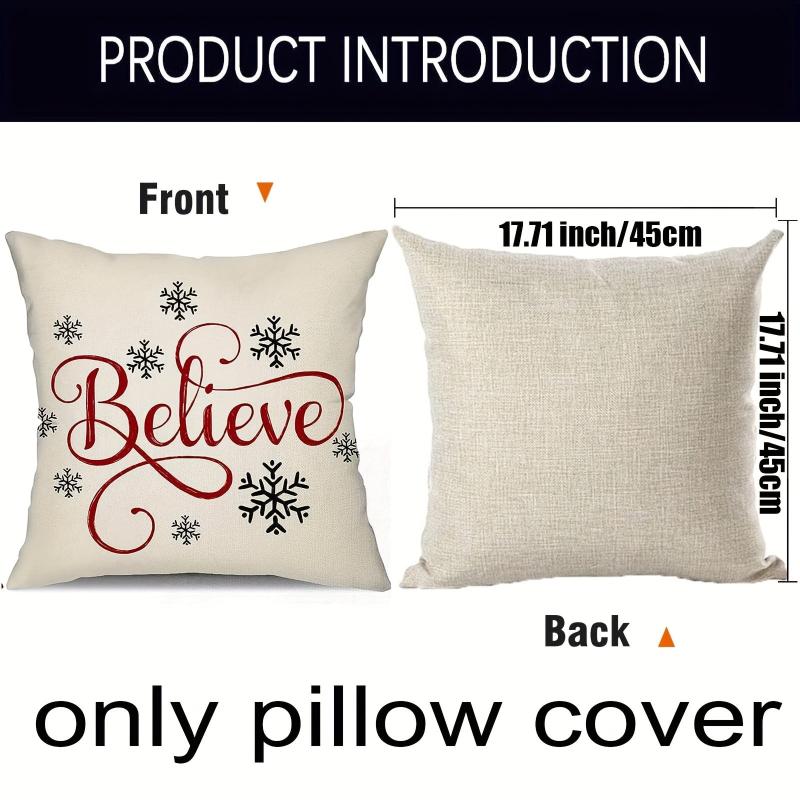 Red Christmas Pillow Covers Merry Christmas Tree Believe Snowflake Winter