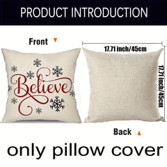 Red Christmas Pillow Covers Merry Christmas Tree Believe Snowflake Winter