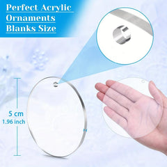 30 Clear Acrylic Discs - Round Circle Blanks with Hole - Engraving Keychain