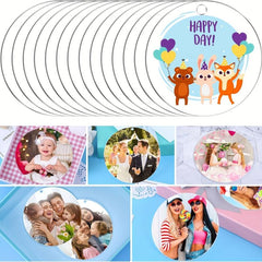 30 Clear Acrylic Discs - Round Circle Blanks with Hole - Engraving Keychain