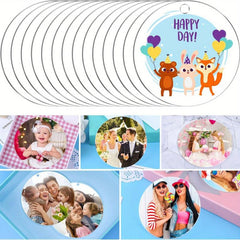 30 Clear Acrylic Discs - Round Circle Blanks with Hole - Engraving Keychain
