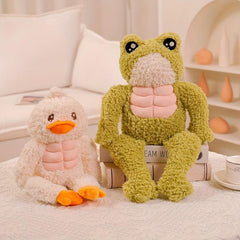 Funny Muscle Frog Duck Plush Toy Motivational Fitness Ugly Abdominal Muscle Doll