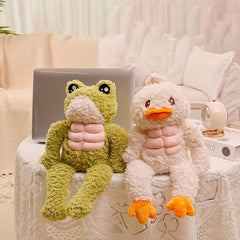 Funny Muscle Frog Duck Plush Toy Motivational Fitness Ugly Abdominal Muscle Doll
