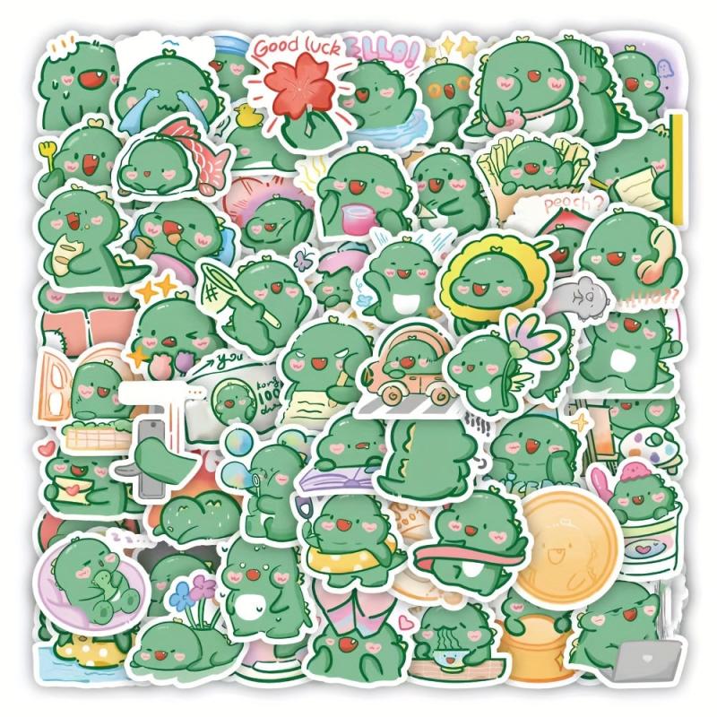 60pcs Dinosaur Cartoon Stickers Waterproof for Decoration Backpacks