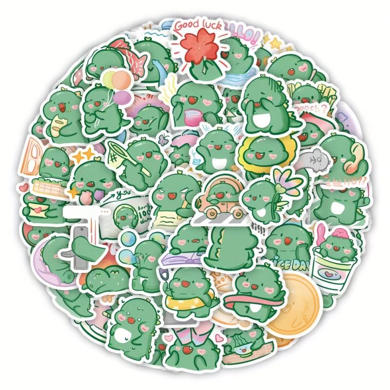 60pcs Dinosaur Cartoon Stickers Waterproof for Decoration Backpacks