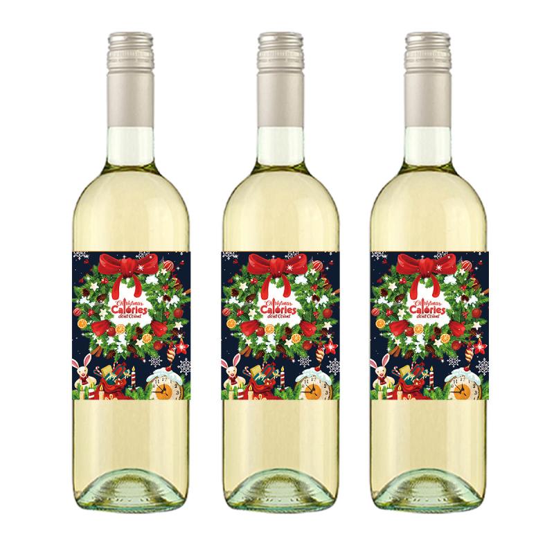 24pcs Christmas Red Wine Bottle Stickers Merry Christmas Decorations