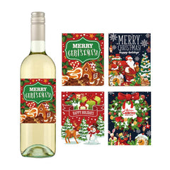 24pcs Christmas Red Wine Bottle Stickers Merry Christmas Decorations