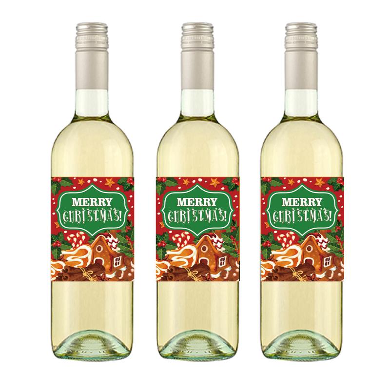 24pcs Christmas Red Wine Bottle Stickers Merry Christmas Decorations