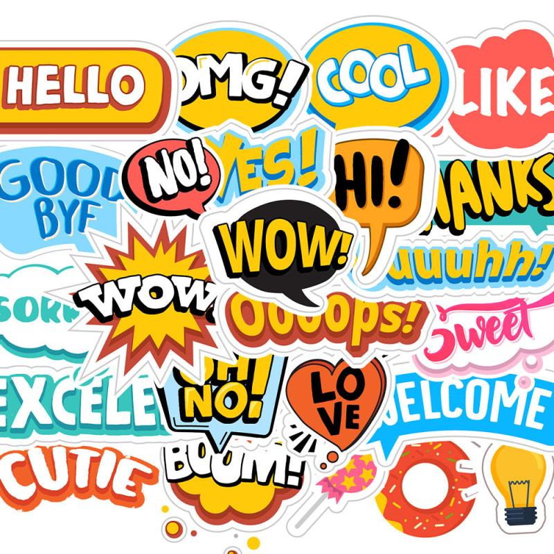 24 English Words Waterproof Stickers for Phone Laptop Decoration