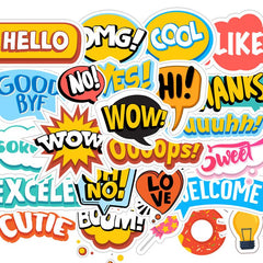 24 English Words Waterproof Stickers for Phone Laptop Decoration