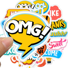 24 English Words Waterproof Stickers for Phone Laptop Decoration