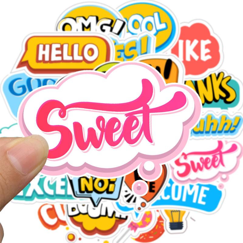 24 English Words Waterproof Stickers for Phone Laptop Decoration