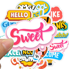 24 English Words Waterproof Stickers for Phone Laptop Decoration