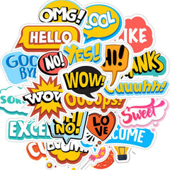 24 English Words Waterproof Stickers for Phone Laptop Decoration