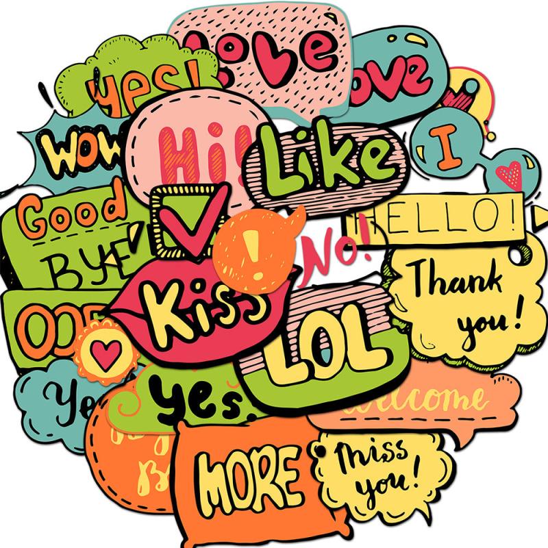 24 English Words Waterproof Stickers for Phone Laptop Decoration