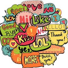24 English Words Waterproof Stickers for Phone Laptop Decoration