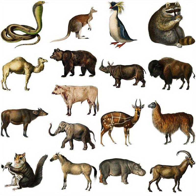 50pcs Retro Animal Vinyl Stickers For Water Bottle Laptops Phones