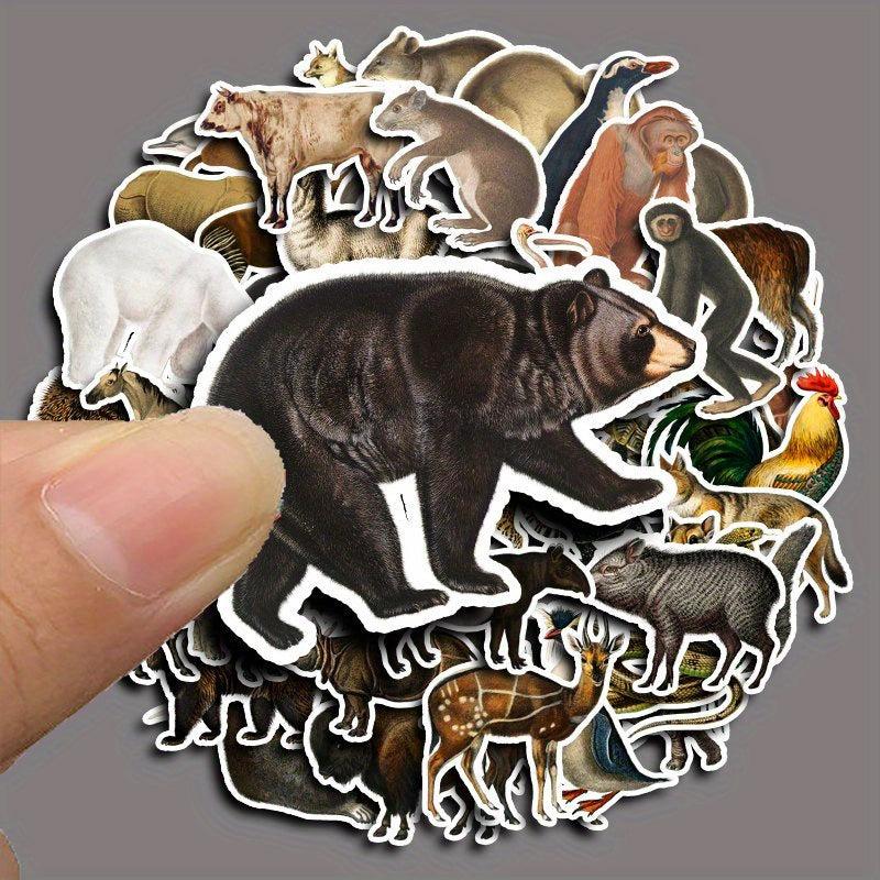 50pcs Retro Animal Vinyl Stickers For Water Bottle Laptops Phones