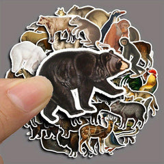50pcs Retro Animal Vinyl Stickers For Water Bottle Laptops Phones