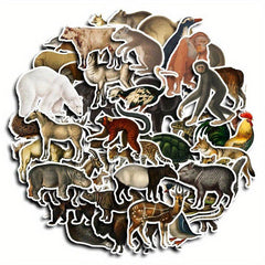 50pcs Retro Animal Vinyl Stickers For Water Bottle Laptops Phones