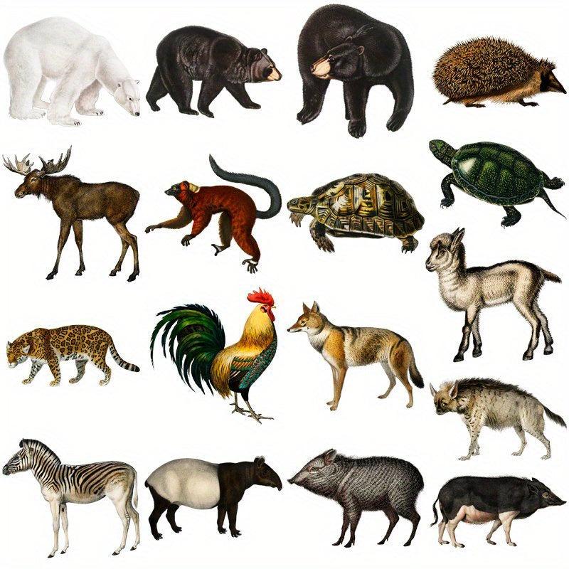50pcs Retro Animal Vinyl Stickers For Water Bottle Laptops Phones