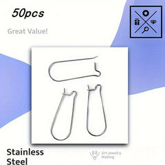 50pcs Stainless Steel Ear Hooks for DIY Earrings