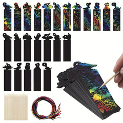 48pcs Dinosaur Bookmark Scratch off Set for Christmas Gift