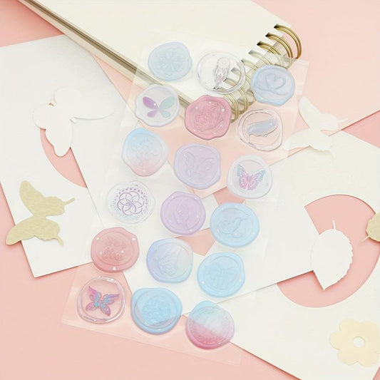 Butterfly Feather Fire Lacquer Phone Sticker - 18 Pieces