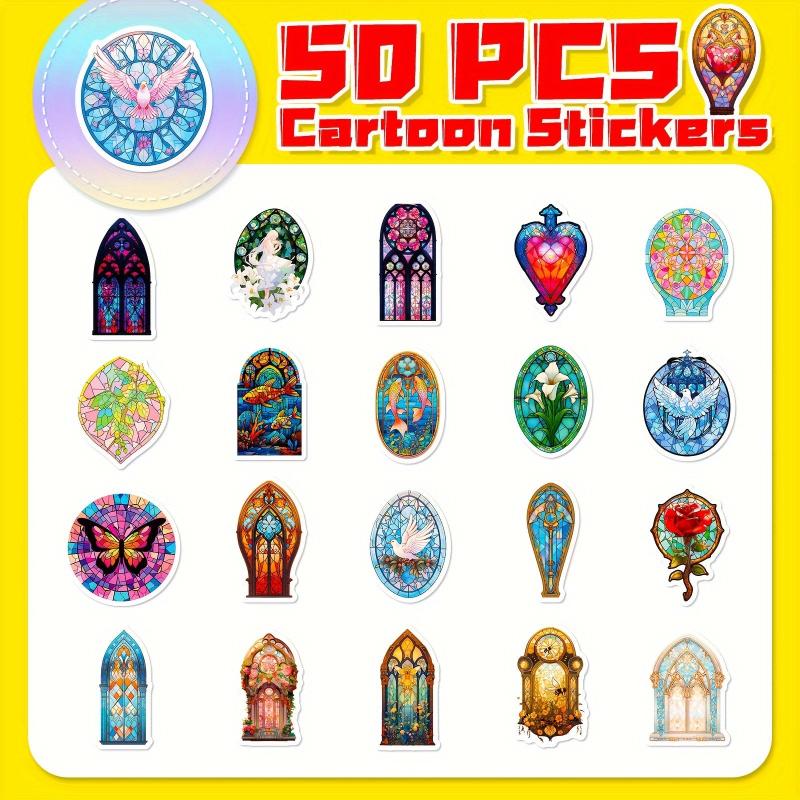 50pcs Blooming Baroque Window Stickers - Retro Objects Bohemian Flower Stickers