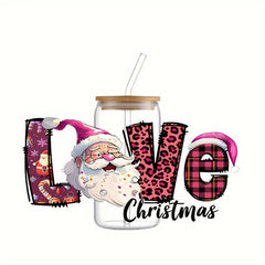 5pcs 16oz Christmas Pattern UV DTF Cup Transfer Stickers