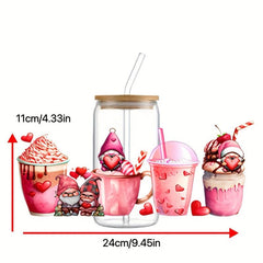 5pcs 16oz Christmas Pattern UV DTF Cup Transfer Stickers