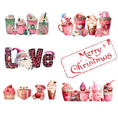 5pcs 16oz Christmas Pattern UV DTF Cup Transfer Stickers