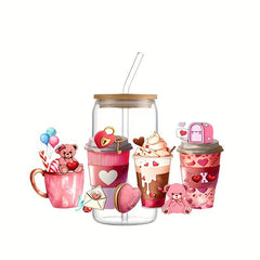 5pcs 16oz Christmas Pattern UV DTF Cup Transfer Stickers
