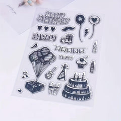 Happy Birthday Balloons Cake Stamp Holiday Card Decoration DIY Scrapbook