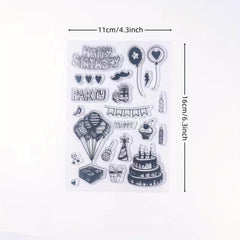 Happy Birthday Balloons Cake Stamp Holiday Card Decoration DIY Scrapbook
